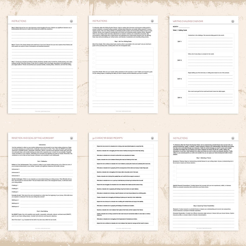 Ultimate Novel Writing Worksheets Bundle, Digital or Printable Workbook of 94 pages of writing lessons and support from a published author. image 4