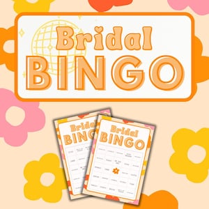 40 Disco Bridal Printable Bingo Cards, Groovy Bridal Shower Hens 60s 70s 80s Themed Bingo Game, Bachelorette Party, Last Disco, Instant PDF