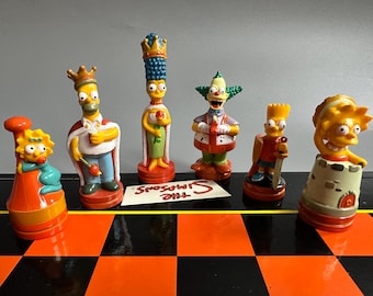 Vintage the Simpsons 3D Chess Set With Folding Board Complete With