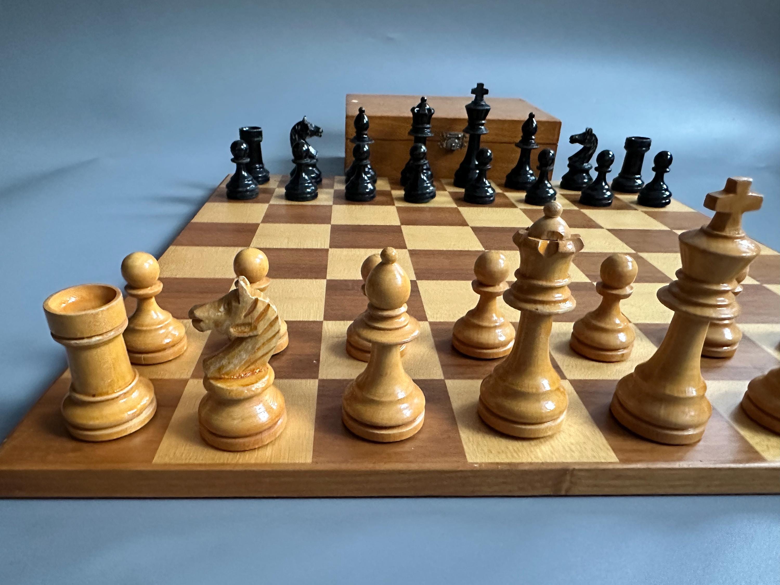 Antique Chess Set From German 50s Vintage From Wood in Very Good ...