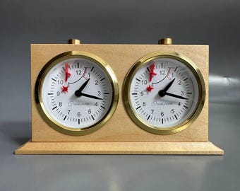 Mechaniczny zegar szachowy Kwadratowy w bardzo dobrym stanie, działający, szachy z lat 80., prezent Rzadki zegar szachowy, timer szachowy, szachy polskie Schachuhr