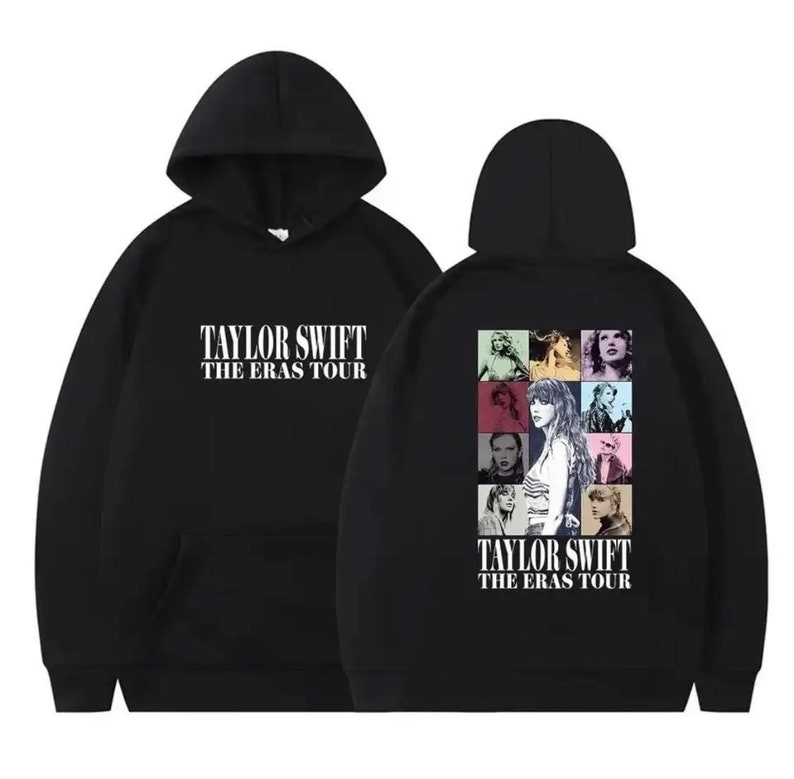 Taylor Swift Hoodie Der Eras Tour Film Print für Frauen Kapuzen-Sweatshirt Black