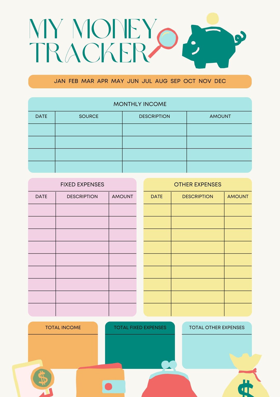 Printable Money Tracker - Etsy