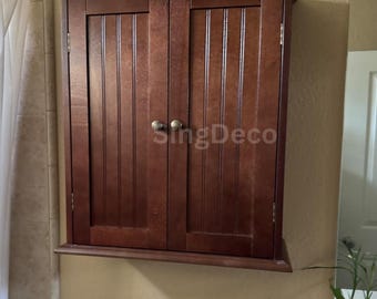 Rustic Wooden Medicine Cabinet with Adjustable Shelves