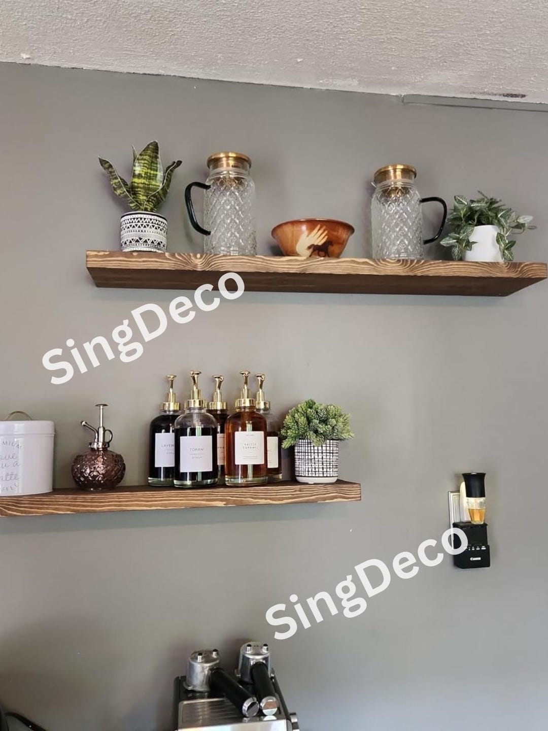 Rustic Wooden Floating Shelves Wood Wall Shelves Floating Wall Shelf ...