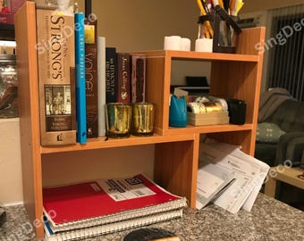 Adjustable Wooden Desk Organizer: Home Office Shelf