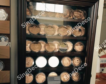 Wooden Military Challenge Coin Display Case: Collectible Coin Holder