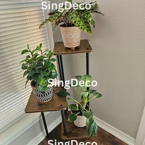 Multi Tier Wood & Metal Plant Stand | Tall Plant Stand | Indoor Plant Stand | Planter Shelf | Flower Pot Holder | Corner Plant Stand