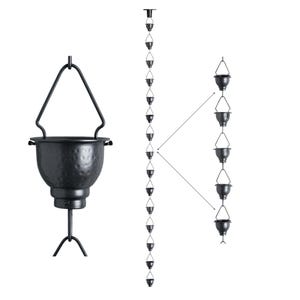 Aluminum Rain Chain for Gutter - Rust Proof Long Lasting Rain Chain with Bonus Gutter Adaptor and Clip Installer - 8.5 Feet Length
