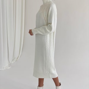 wool knitted dress,cable knitted long sweater dress winter dress,maxi dress,cozy dress,best clothes for winter, women&#39;s winter milk dress