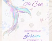 Under the Sea Mermaid Birthday Invitation 3rd Birthday Girl Editable Canva Template Mermaid Party Invite Instant Download Printable