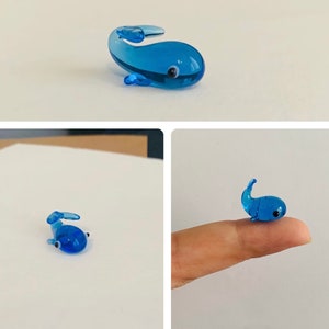 Tiny Handmade Blue Whale Lampwork Glass Animal Figure