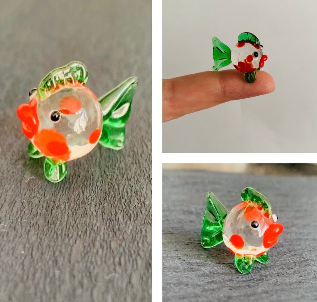 Tiny Handmade Colorful Round Fish Lampwork Glass Animal Figure - Etsy UK