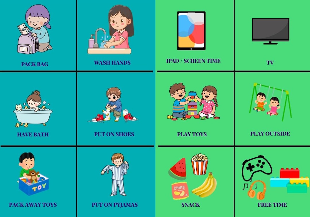 Morning Routine First Then Visual Visual Routine Charts for Kids | Morning & Bedtime Routine | First Then ...