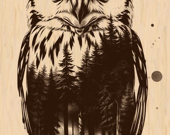 Silver Pack®! Owl Forest Laser Engraving File: Wildlife Art (Digital Download)