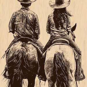 Silver Pack®! Western Cowboy Paar Lasergravur Datei PNG_SVG_PDF_EPS, Cowboy und Cowgirl Art, Farmouhse Art, Reiten Datei