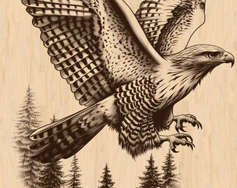 Silver Pack®! Soaring Hawk Laser Engraving File PNG, JPEG High Resolution,Eagle Falcon Bird Art+ PNG_SVG_PDF_EPS(full-color vector format)