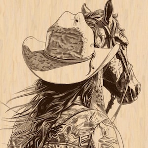 Silver Pack®! Western Cowgirl und Pferd Lasergravur Datei PNG_SVG_PDF_EPS, Landmädchen Digitale Kunst, Rustikale Cowboy Kunst Datei