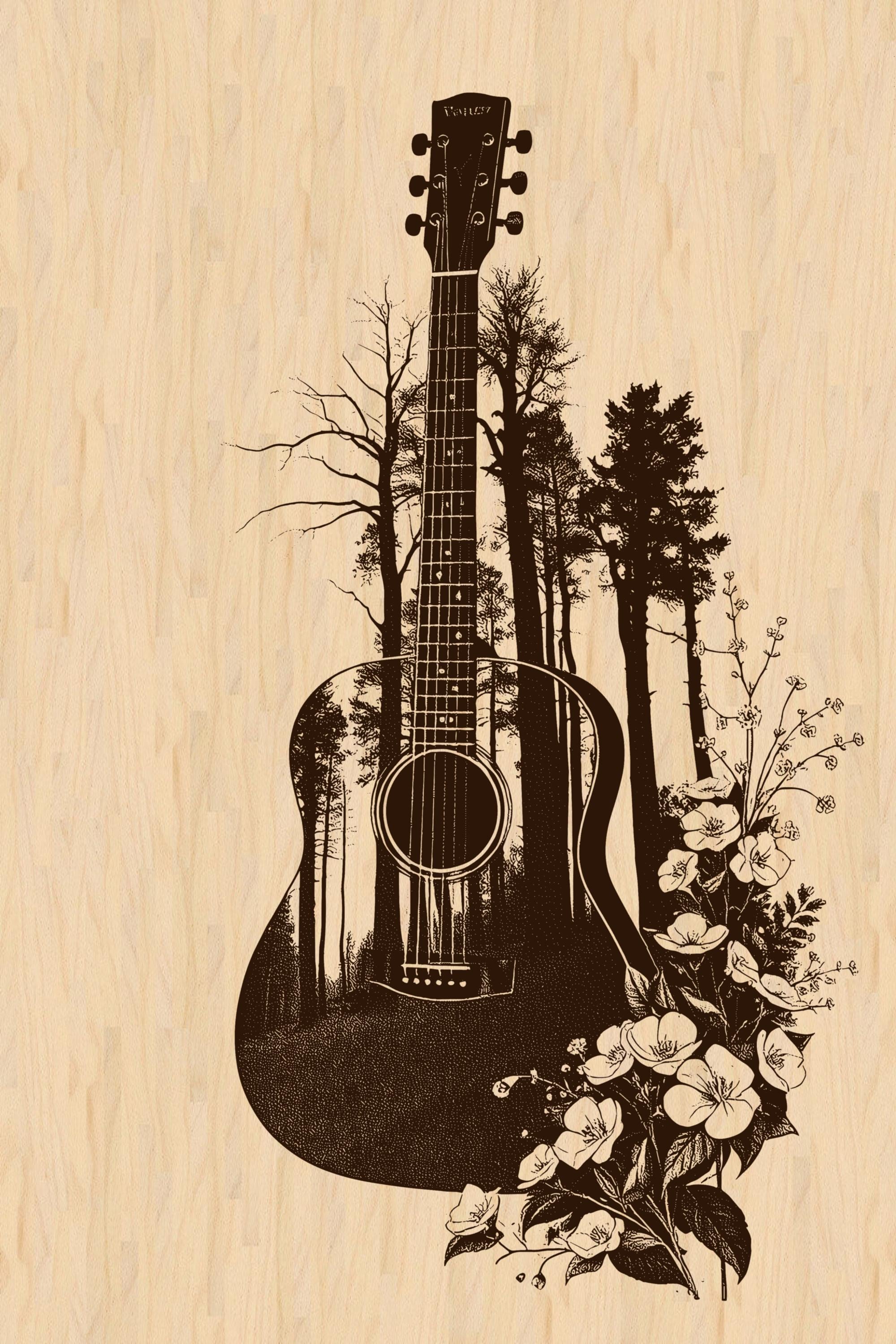 Silver Pack®! Guitar Forest Art Laser Engraving Design