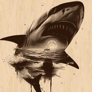 Silver Pack®! shark Engraving Design PNG_SVG_PDF_EPS – shark Art, Ocean-inspired wood decor, Digital File