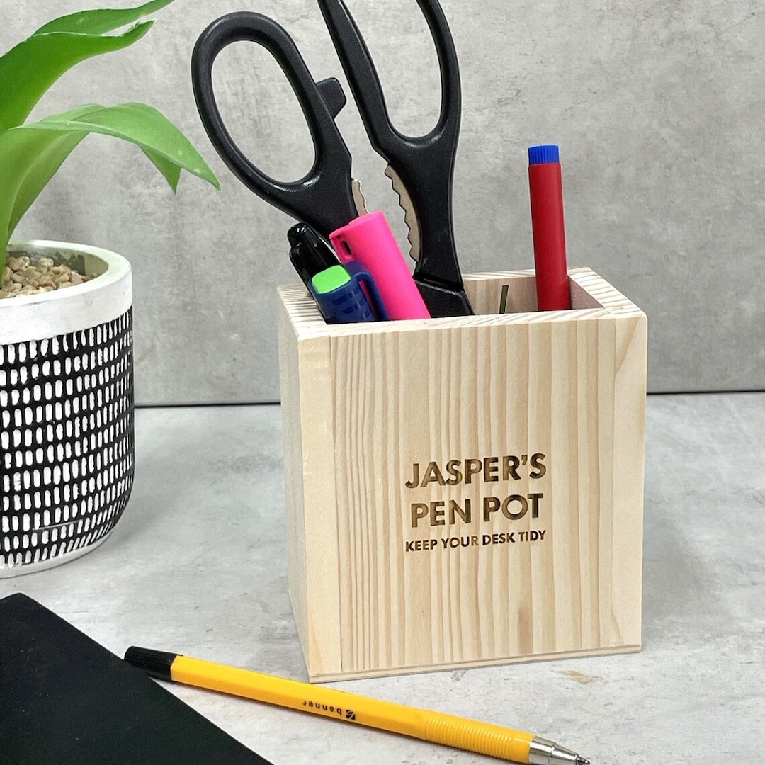 Personalized Wooden Pencil Pot, Wooden Pen Pot Personalised Wooden ...