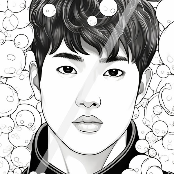 K-Drama Heartthrobs Coloring Pages: Printable Sheets for Adult Coloring - Instant Download