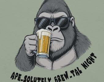 Funny Gorilla Beer T-Shirt: Unisex Novelty Graphic Tee