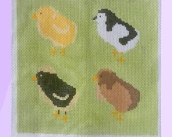 ヴィンテージの手刺繍タペストリー、農場のガチョウの風車