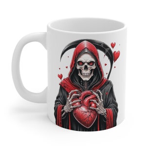 Love You To Death, Valentine&#39;s Day Mug, Skeleton White Mug 11oz, Skull Mug, Ceramic Mug, Coffee, Tea