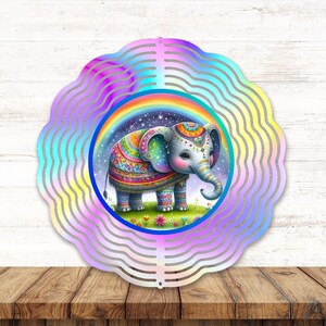 10in. Boho Elephant wind spinner digital download