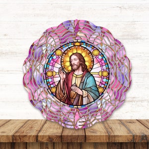 10in. Stained Glass Jesus wind spinner digital download