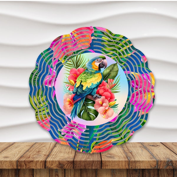 10in. Parrot with Flowers wind spinner digital download