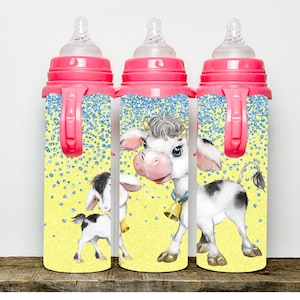 8oz. Cute Cow straight baby bottle tumbler digital download