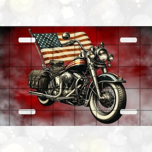 Motorcycle with American Flag license plate digital download