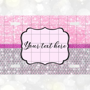12in. Pink and Silver Glitter license plate digital download