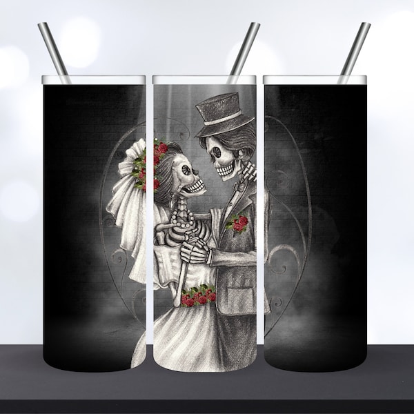 20oz. Bride and Groom Skeleton tumbler digital download