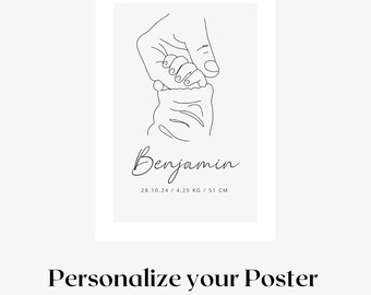 ZamHome Baby Zimmer Poster mit Namen/ Personalisiertes Baby Poster mit Namen fürs Kinderzimmer