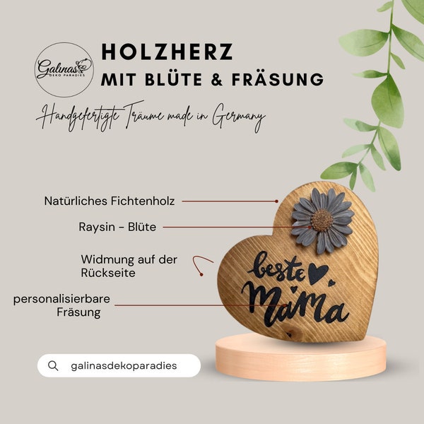 Holzherz mit Gravur  / Herz aus Holz / Geschenkidee / personalisiertes Holzherz / Geburtstagsgeschenk / Dekoration aus Fichtenholz