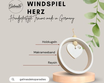 Windspiel Herz  | Türkranz Raysin | Dekoration | Handarbeit | Fensterdekor | Wohnaccessoire