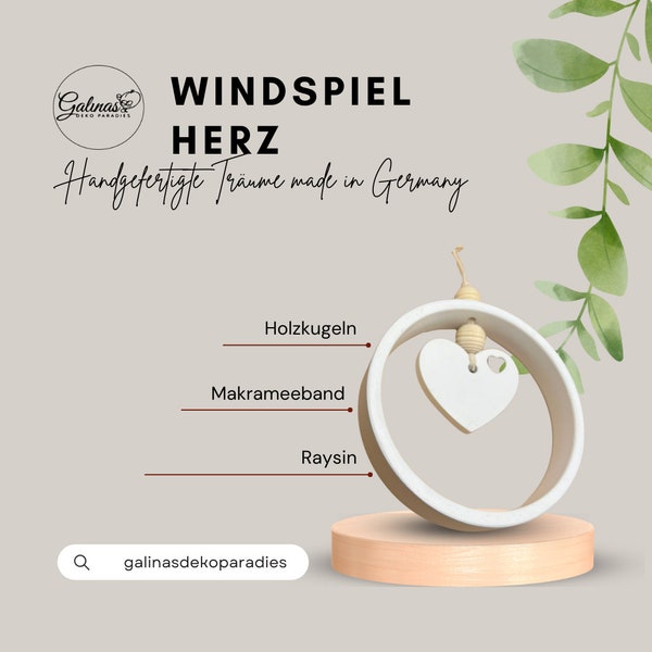 Windspiel Herz  | Türkranz Raysin | Dekoration | Handarbeit | Fensterdekor | Wohnaccessoire