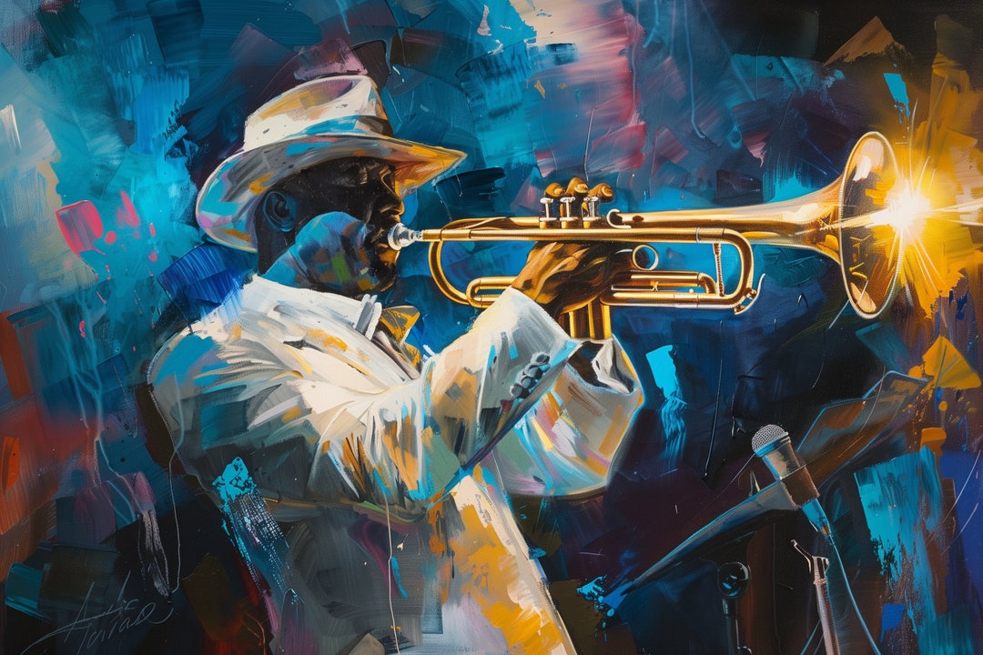 Trumpet of Gold Jazz Art Trumpet Player Digital Print High Resolution - Etsy