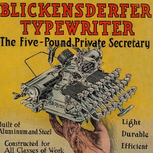 Blickensderfer Federleicht Schreibmaschine Werbe Poster Repro