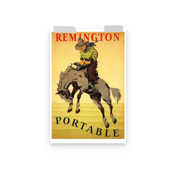 Remington Portable Typewriter No 1 - Repro Poster - Cowboy