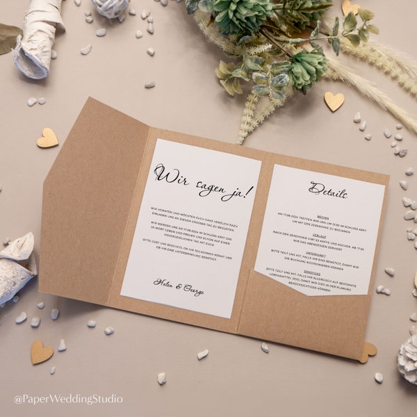 DIY Pocketfold Wedding Invitation Template - Elegant and Modern Design, Instant Download A6