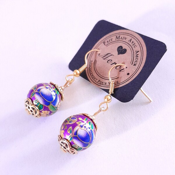 Boucles d'oreilles perles verres tensha asiatique