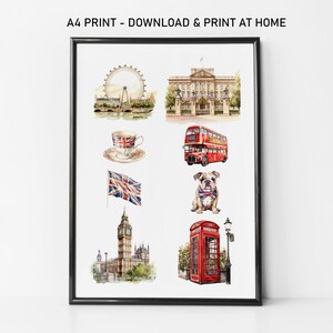 London art a4 poster,London a4 print,london art,london city art,big ben poster,big ben print,printable london wall art,london print,england