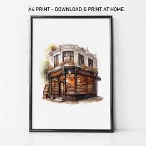 Bookshop art a4 printable bookshop poster,bookshop wall print,printable book art,books poster,bookshop picture,books print,library art a4