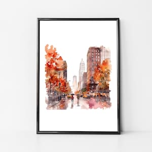 Regnerischer New York Kunst New York Herbst Kunst Herbst in New York Poster New York Plakat New York Herbst in New York Herbst in New York Druck