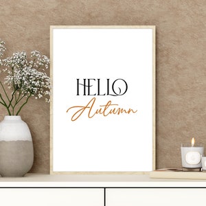 Hola signo de otoño cartel de otoño impresión de otoño mínima decoración de otoño arte de la pared de otoño arte de otoño signo de otoño Hola cita de otoño a4 Hola signo de otoño