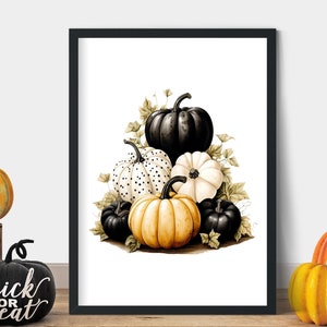 Arte de calabaza negra Cartel de otoño imagen de calabaza Calabazas negras Arte de Halloween decoración de otoño signo de calabaza Cartel de calabaza negra Arte de calabaza negra